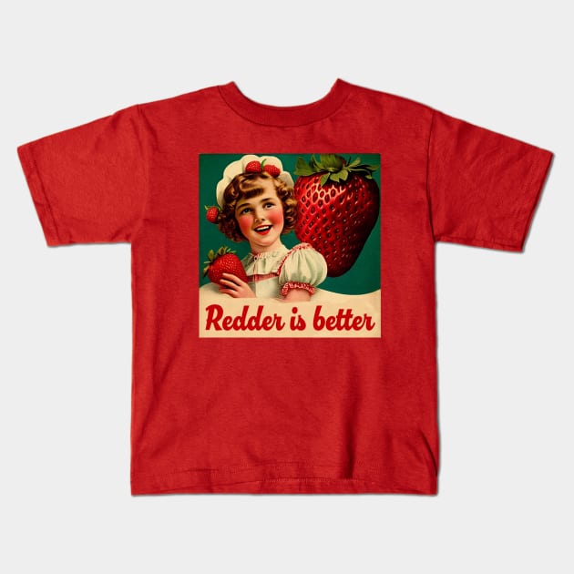 Vintage Strawberry Girl, Strawberry Lovers Kids T-Shirt by Pine Hill Goods